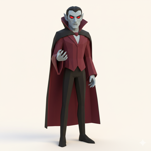🧛 low poly Vampire with red eyes - Halloween, spooky, scary, horror ...