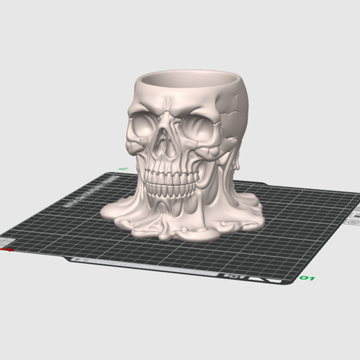 Skull Pen Holder STL – Melted Skull Desk Organizer 3D Print File – Gothic Skull Pencil Holder Model