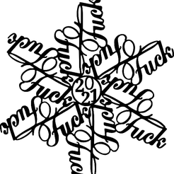 F_2021Ornament_ForExtrude_WB.png 3D-Datei F*ck 2021 Schneeflocken Ornament kostenlos・Vorlage für 3D-Drucker zum herunterladen