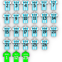 llaveros-camisetas.png STL file 26 keychains Argentine Shirts Champions Qatar 2022・3D printable model to download