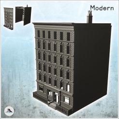 1-PREM.jpg STL file Large modern building with gate and entrance staircase (20) - Downtown Modern WW2 WW1 World War Diaroma Wargaming RPG・3D printing design to download