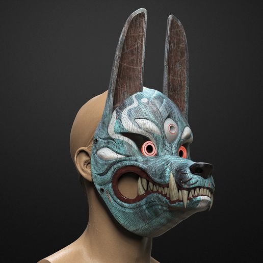 👻 Kitsune Mask from Ghost of Tsushima 3D print model・ OBJ