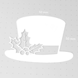 tophat1-2.png Top Hat Silhouette with Holly Leaves and Berries, Christmas Stencil, Holiday Outline