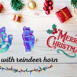 cat-with-reindeer-horn.jpg STL-Datei KATZE FROHE WEIHNACHTEN AUSSTECHER KEKS・Design zum Herunterladen und 3D-Drucken