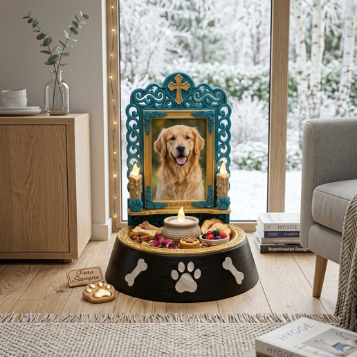 Altar Conmemorativo para Mascotas – Portarretratos 3D con Soporte para Velas LED