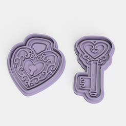 Screenshot_2.png STL file Heart Lock & Key Cookie Cutter Set of 2・3D print model to download