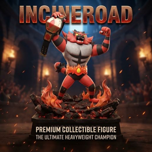 Incineroar Pokemon Statue Fire Dark Type Champion 3D Model OBJ RAR