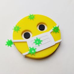 WhatsApp-Image-2021-12-29-at-23.38.36-1.jpeg Fichier STL gratuit Le badge emoji 3d "mask-wearing" - corona face mask reminder・Objet pour imprimante 3D à télécharger