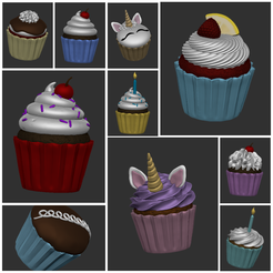 Cupcake Collage.png Free 3D file Cute Cupcakes 10pk-Easy Print・3D print model to download