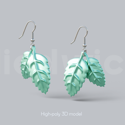 Mentol_earring_Render_2.png Mint Leaf Earrings STL file for 3d printing