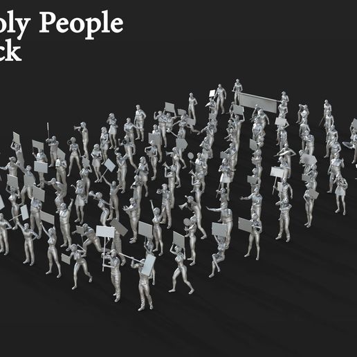 ♀️ 1400 Lowpoly People Crowd・ 3D File for ・Cults