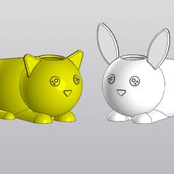 1.jpg Set 2 Holders for small things (Pen holders) Bunny and Cat