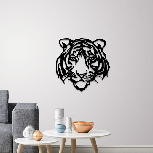 STL file Tiger face wall decoration・3D printing design to download • Cults