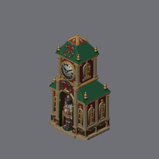 Christmas Nutcracker Clock Tower - Multi-Color AMS Ready 3MF and 3D Printable STL File for Holiday Decor