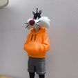 cat-7a.jpg Sylvester Cat Urban Vibes  with Hoodie ( MULTIPARTS AND 3MF )