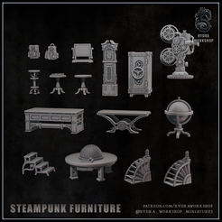 Archivo STL Juego de accesorios de bar Steampunk con mostrador (1