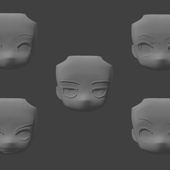 pack3.png STL file Face Pack 2 for Modular Anime Chibi Figurine・3D printing idea to download