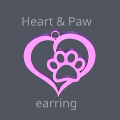 paw-final.png STL file Heart & Paw earrings・3D printing idea to download
