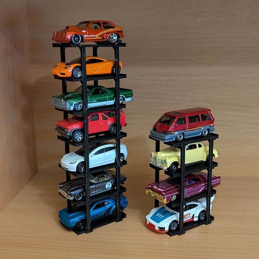 🥵 Hot Wheels & 1/64 Stackable Display Stand Garage・Free STL File