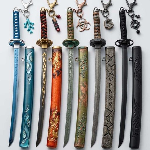 Katana keychain set