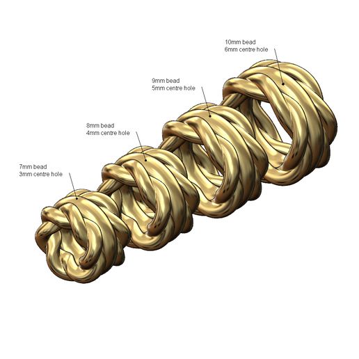 Double braided wire bead and charm 3D print model 3D model
