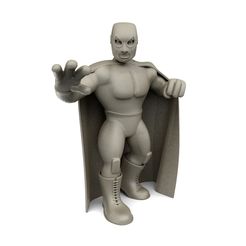 El Santo - Grey - Front.jpg Datei STL Mexikanischer Wrestler El Santo・Design für 3D-Drucker zum herunterladen