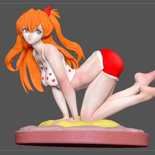 ASUKA CASUAL EVANGELION SEXY GIRL STATUE CUTE PRETTY ANIME CHARACTER 3d print 3D model