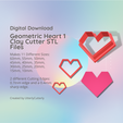 Cover-7.png Geometric Heart 1 Clay Cutter - STL Digital File Download- 11 sizes and 2 Earring Cutter Versions, cookie cutter