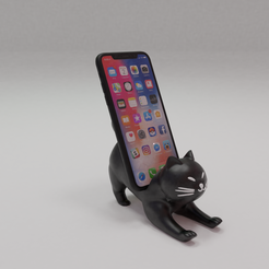 preview01.png Download STL file Black Cat Phone Stand • 3D printable template, pandoranium3d