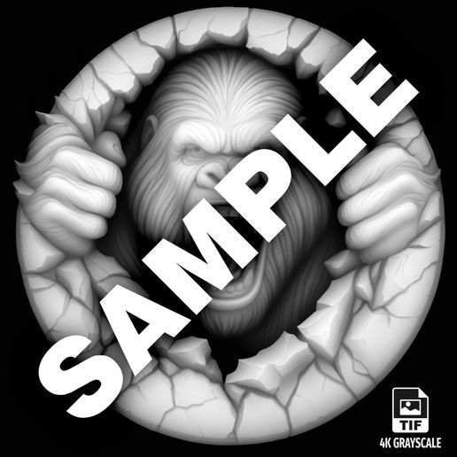 Samp.jpg Angry Gorilla Relief for CNC Laser and 3D Print STL File and 4K Grayscale TIF - High Detail 3D Model