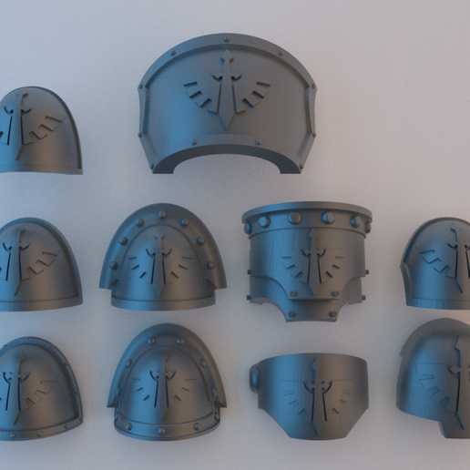 Space Marine Shoulder Pads - Dark Angels 3D model