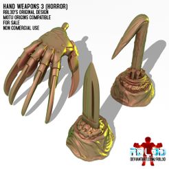 RBL3D_hand_weapons3-horror-_0.jpg Archivo OBJ Armas de mano 3 'Horror' (compatible con Motu Origins)・Diseño para descargar y imprimir en 3D, RBL3D