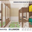 Bedroom-Interior-Design-for-two-kids-2.jpg Bedroom Interior Design for kids with built-in study table