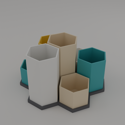 Hex Desk Organizer - Modular Honeycomb Pen Holder & Tray Set