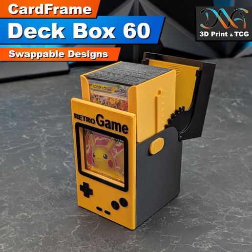 Deck Box  Retro Game Design | CardFrame Deck Box 60 | 3D Print | TCG,  MTG, Pokemon, One Piece & Riftbound 3D File for 3D printingCults