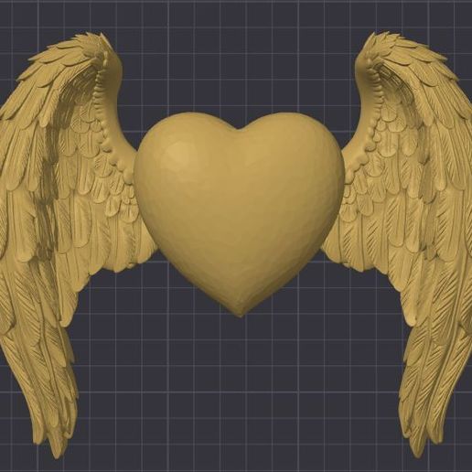 Angels Wings with Heart - 3D model önizlemesi