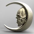 Skull-moon-pendant-.8.jpg STL file Skull moon pendant・3D printable model to download
