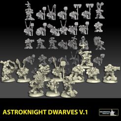 astroknight-dwarves-crouching-insta.jpg 3D-Datei Astroknight Zwerge Megapack Version 1・3D-druckbare Vorlage zum herunterladen