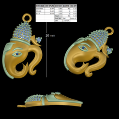 1.png STL-Datei Ganpati-Anhänger・Design für den 3D-Druck zum Herunterladen