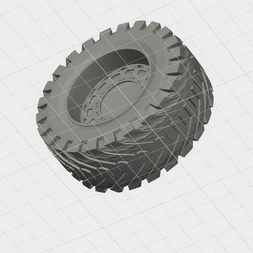 Off-Road Tire — Knobby Tread Wheel with Rim, 3D Print Model