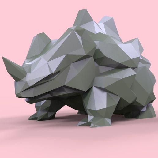 rhyhorn3dprint.107.jpg RHYHORN  LOW-POLY POKEMON