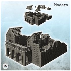 1-PREM-B33.jpg Archivo STL Edificio de piedra en ruinas con gran balcón y marco (33) - Segunda Guerra Mundial Segunda Guerra Mundial campaña occidental EE.UU. Reino Unido Alemania・Plan de impresión en 3D para descargar