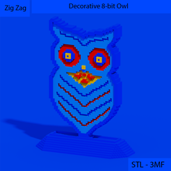 01.png Decorative 8-bit Owl - Desk Sculpture for Decoration - Multi-Part - No Supports - Voxel Art