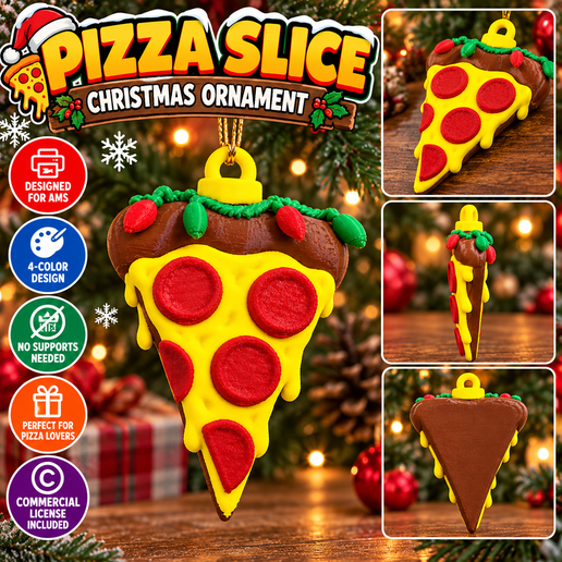 Christmas Ornaments – Festive Pepperoni Pizza Slice Ornament