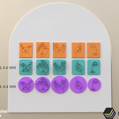 WALL 0.6 MM WALL 0.4 MM Fichier STL TAMPON POUR ARGILE POLYMÈRE IMPRIMÉ EN 3D-3D TAMPON POUR ARGILE POLYMÈRE IMPRIMÉ EN 3D- SILHOUETTES DE VISAGES FÉMININS-LORREN3D・Modèle à imprimer en 3D à télécharger