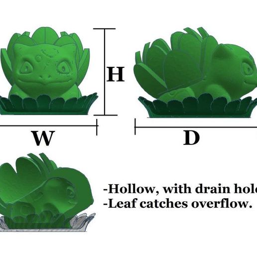 Bulbasaur-Dimensions_-_Copy.jpg Blooming Bulbasaur Planter With Leaf Drainage Tray