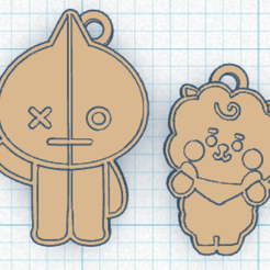 TERCER-PACK.png STL file BTS RJ AND VAN KEY RINGS.・Model to download and 3D print