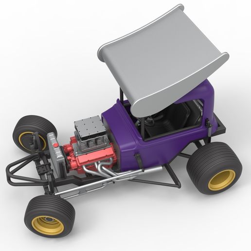 4.jpg Vintage Winged Supermodified stock car para Dirt girando Escala 1:25