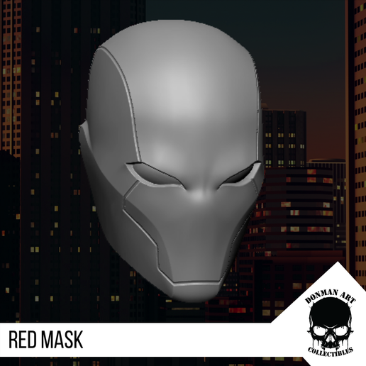 4.png Tête de masque rouge pour figurines de 6 pouces