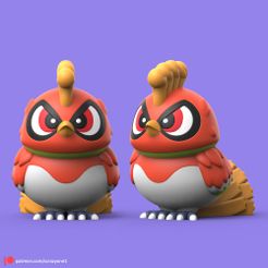 HoohChibi01.jpg Файл STL POKEMON - CHIBI HOOH (ЛЕГКАЯ ПЕЧАТЬ БЕЗ ПОДДЕРЖКИ)・Модель для загрузки и 3D печати